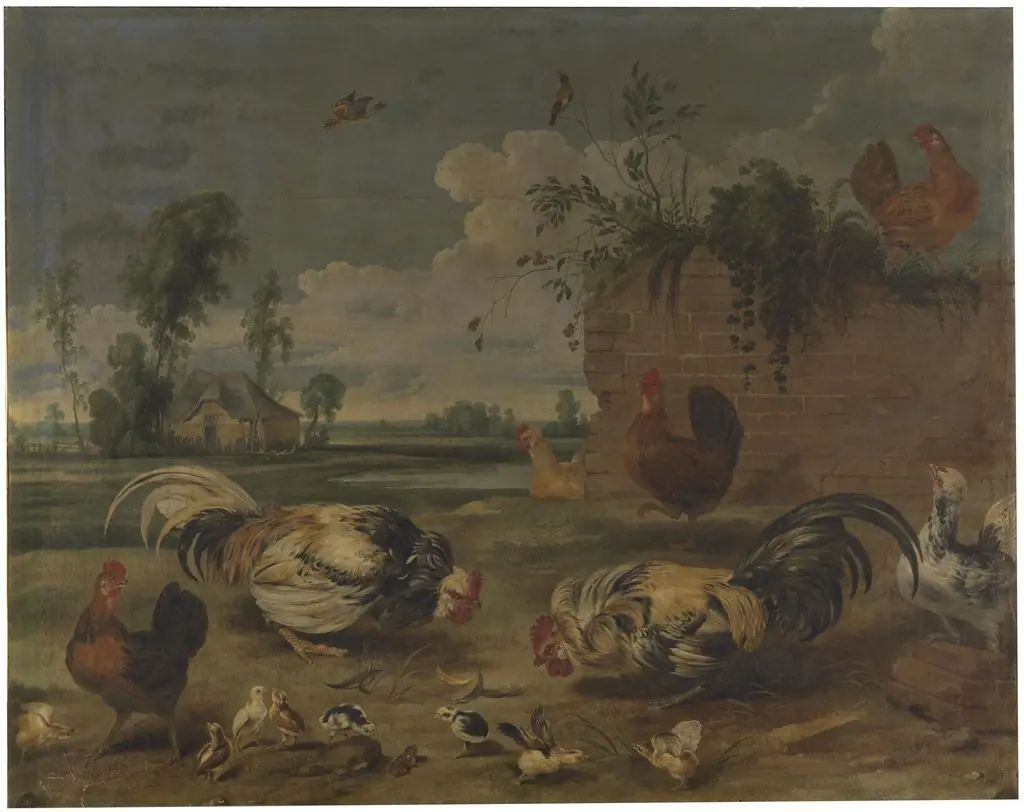 Lucha de gallos, by Frans Snyders, oil, 1601