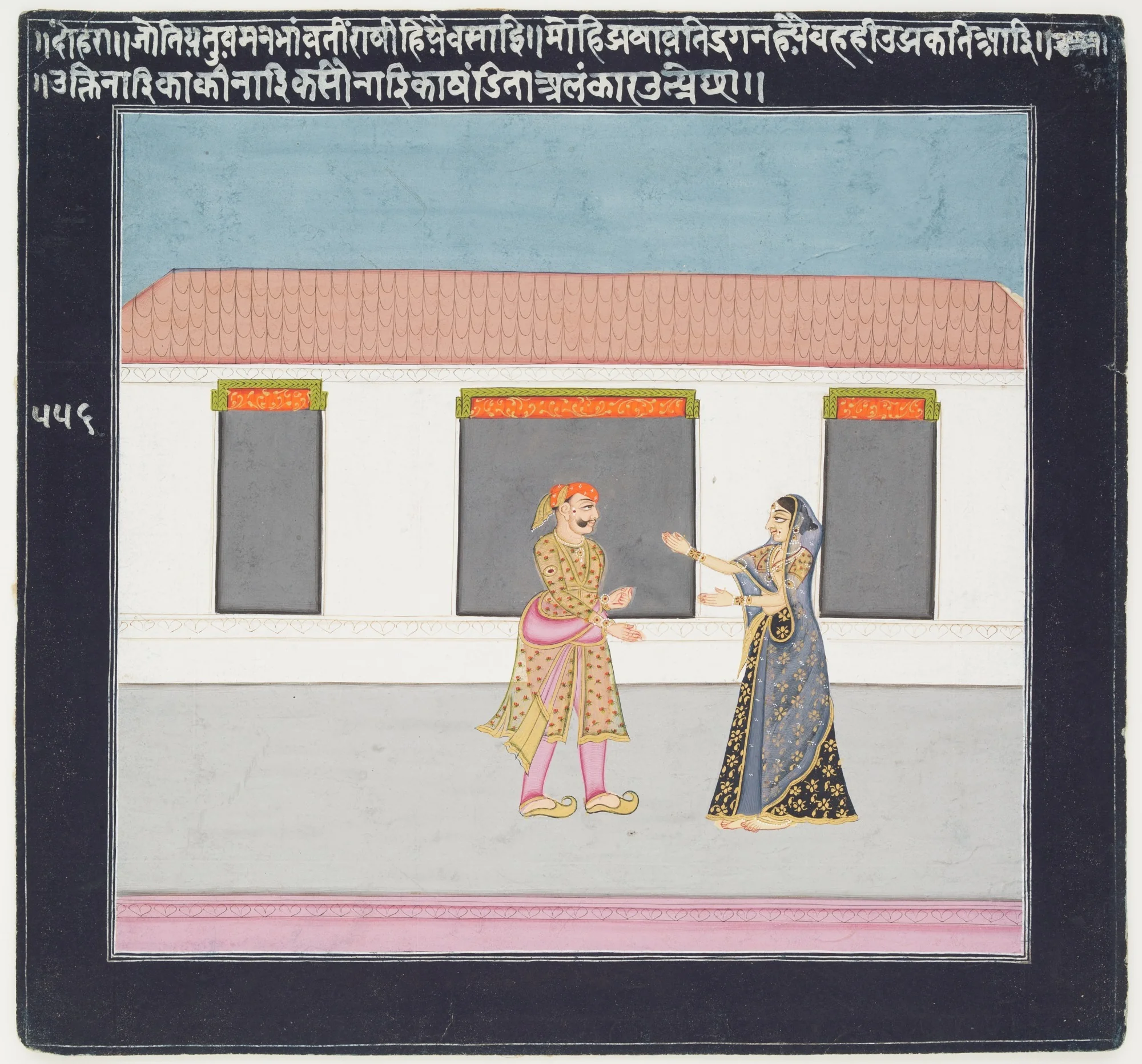 Hero and Heroine Subject: Lady Greeting Lover in Courtyard, detail