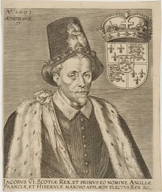 James VI, King of Scotland, by Pieter de Jode I, ink, 1603