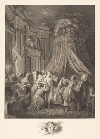 Le couché de la mariée, by Jean-Baptiste Blaise Simonet, ink, 1768