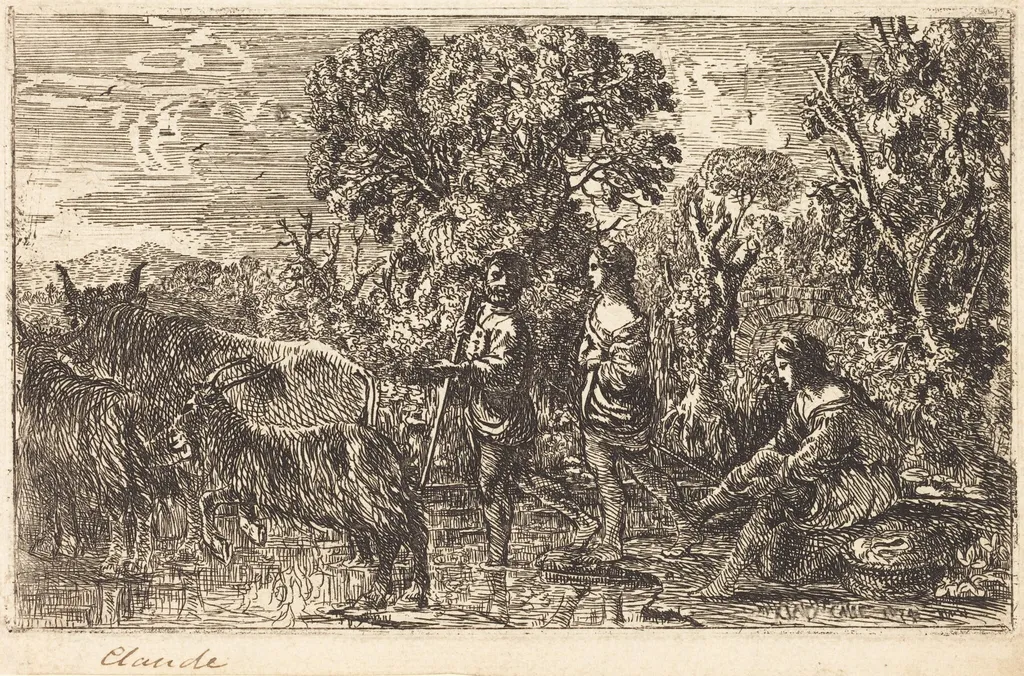 The Ford (Le passage du gué), by Claude Lorrain, ink, 1634