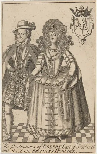 The Portraitures of Robert, Earl of Somerset and Lady Frances Howard, by Renold Elstrack, ink, 1618