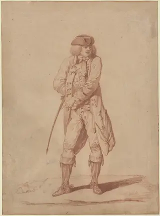 Gentleman with a Riding Crop, by Pierre Alexandre Wille, chalk, 1784