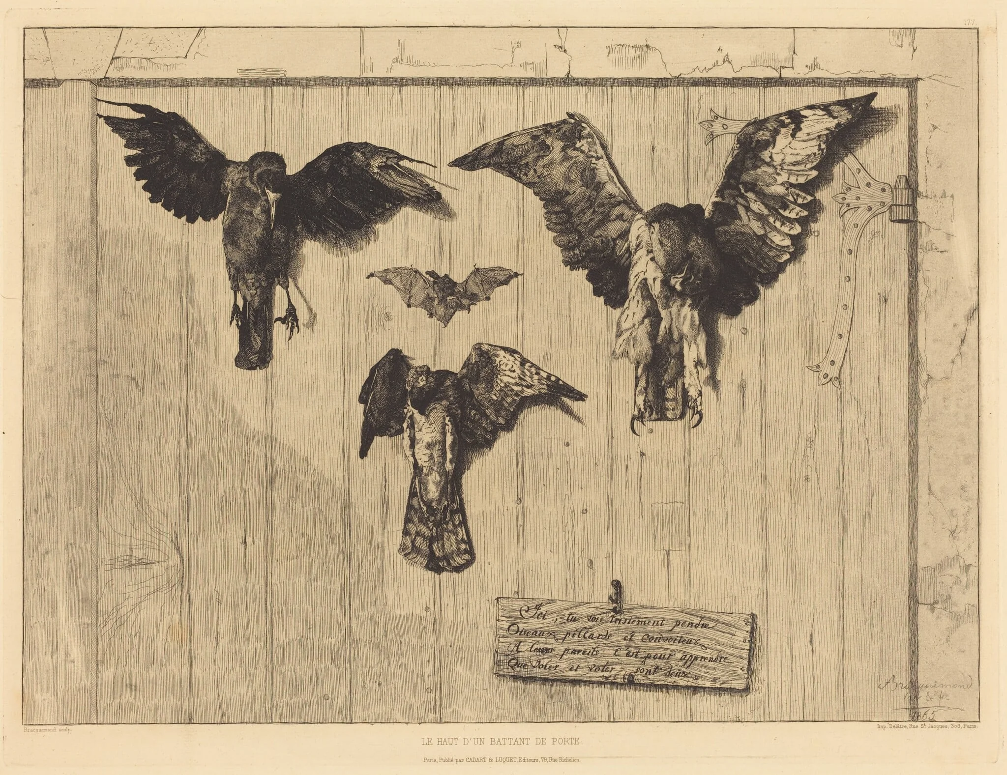 Le Haut d'un battant de porte (Birds Nailed to a Barn Door), detail