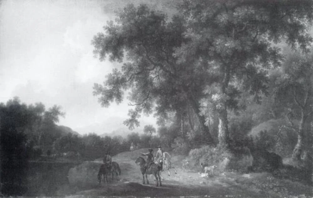 A Hunting Party at the Edge of a Forest, detail