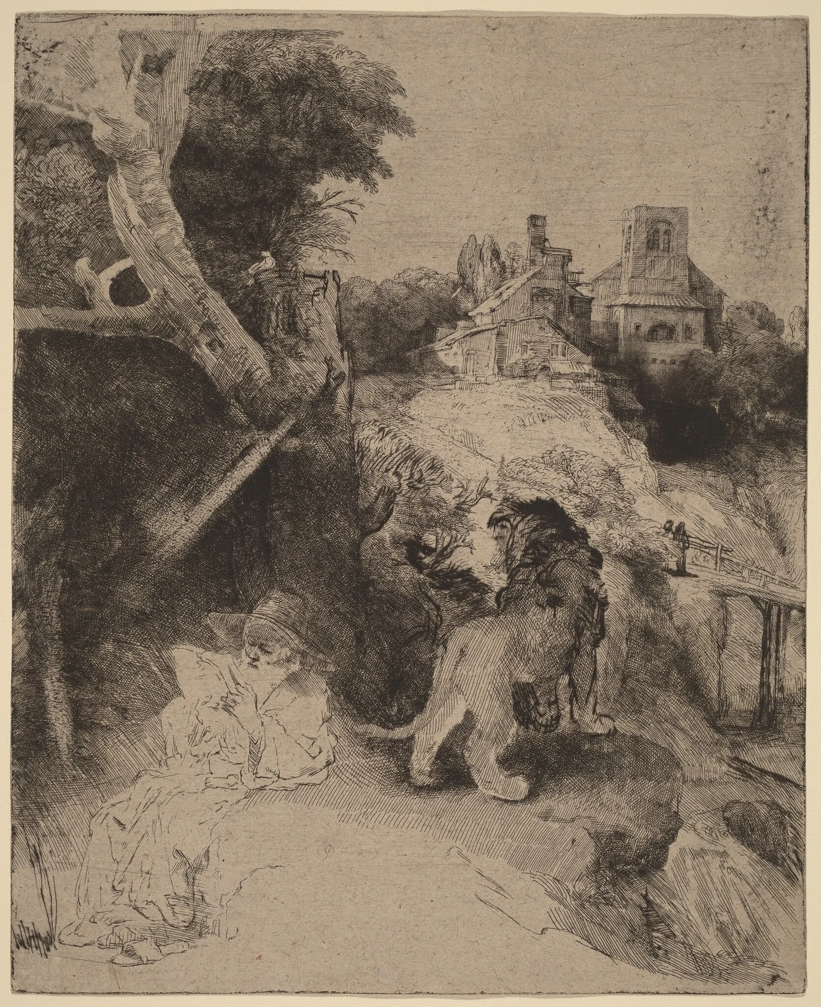 Saint Jerome Reading in an Italian Landscape, detail
