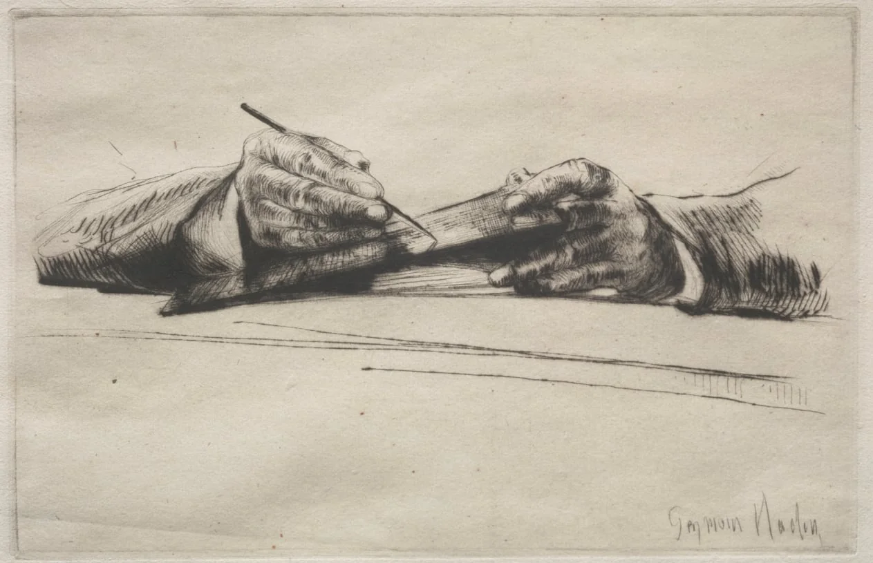 Hands Drypointing, detail