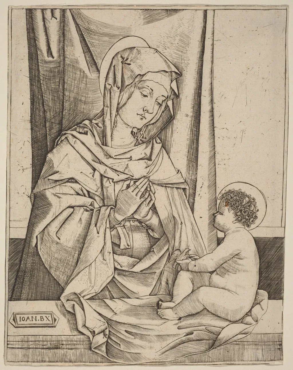 The Virgin and Child, by Benedetto Montagna, ink, 1502