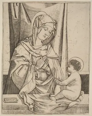 The Virgin and Child, by Benedetto Montagna, ink, 1502
