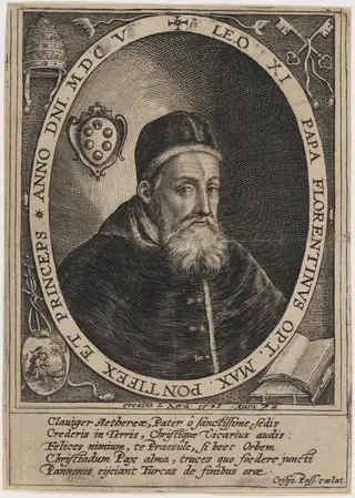 Pope Leo XI, by Crispijn van de Passe I, ink, 1605