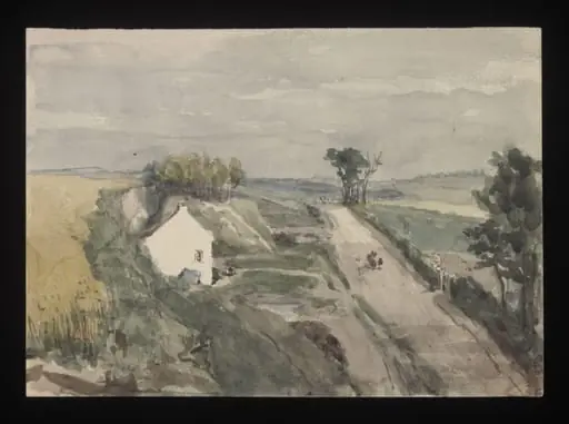 Watercolour drawing by the Grieve family, showing a country scene, near Minster, Kent, by Grieve, 1850