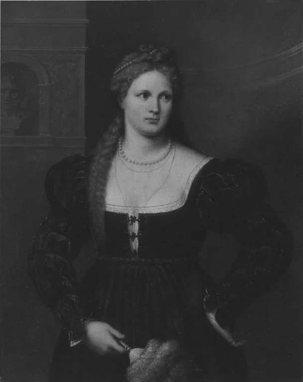 Dame mit rotem Samt, detail
