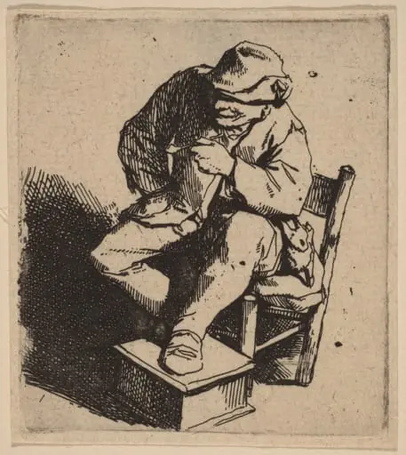 The Smoker, by Cornelis Pietersz Bega, ink, 1648