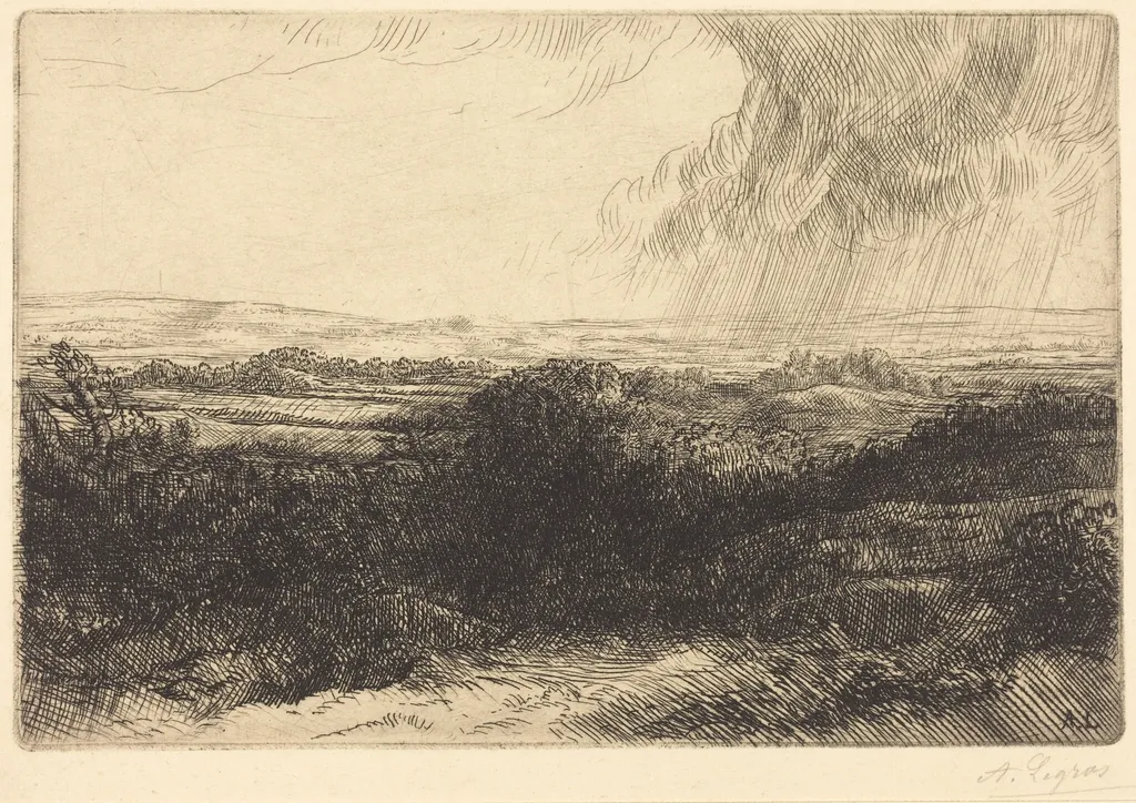 Prospect (Le point de vue), by Alphonse Legros, ink, 1874