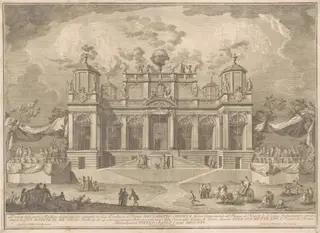 The Prima Macchina for the Chinea of 1770: An Roman Building for Commerce, by Giuseppe Vasi, ink, 1770