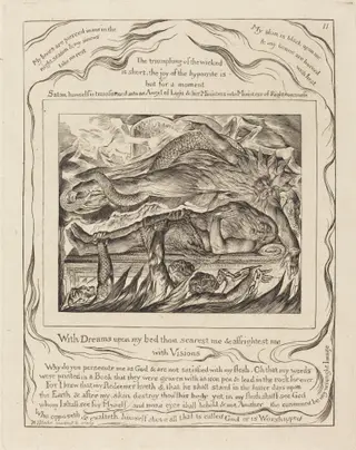 Job's Evil Dreams, by William Blake, ink, 1825