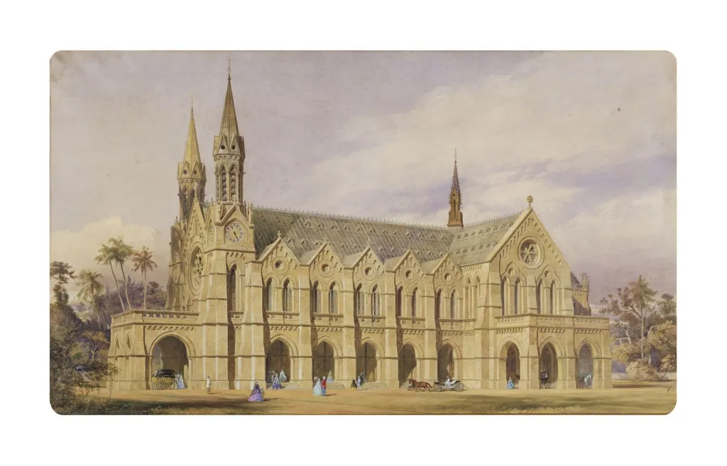 St James's Church, Calcutta, by Christopher George Wray, paint, 1864