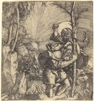 Saint Christopher, by Albrecht Altdorfer, ink, 1518