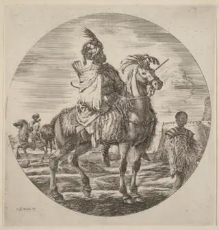 A Black Horseman, by Stefano Della Bella, ink, 1637