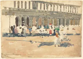 Caffè Florian in Venice, by Maurice Prendergast, graphite, 1898