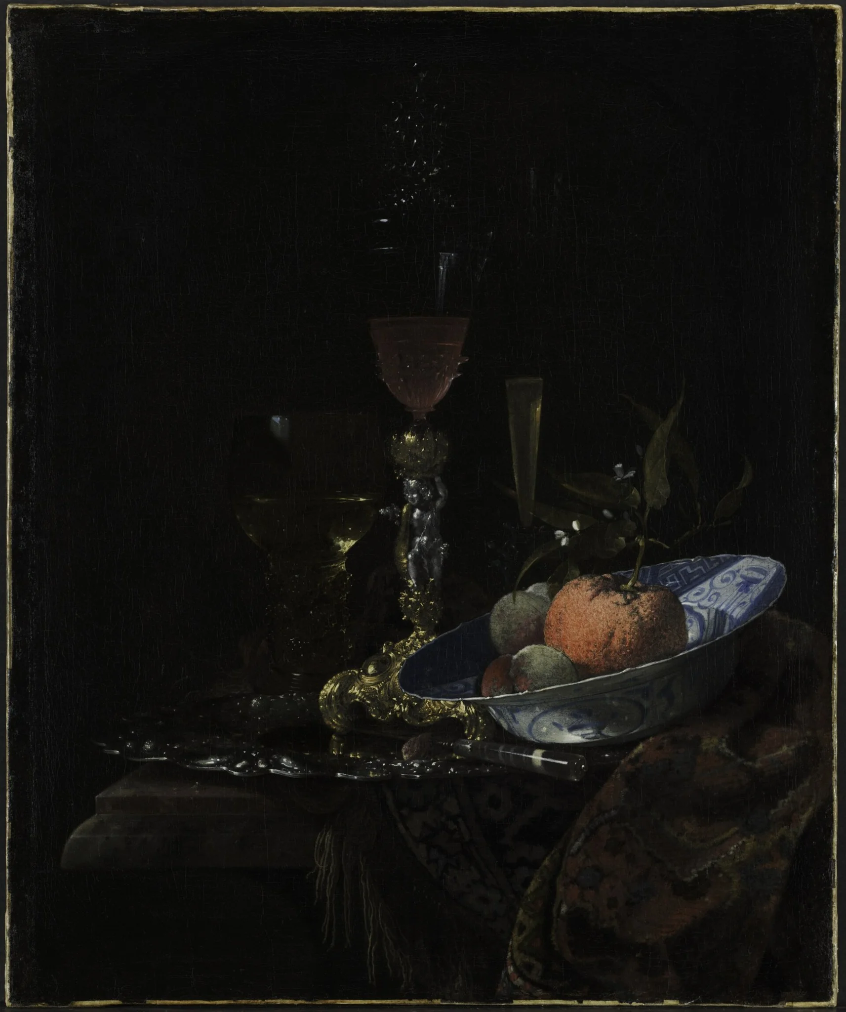 Wineglass and a Bowl of Fruit, detail