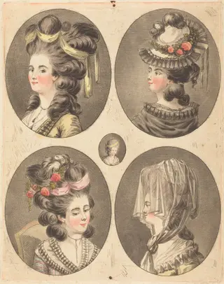 Modeles de coiffures, by Jean-François Janinet, crayon, 1783