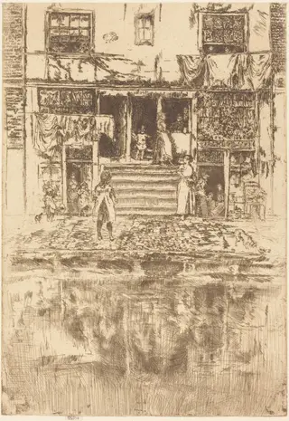 The Steps, Amsterdam, by James McNeill Whistler, ink, 1889