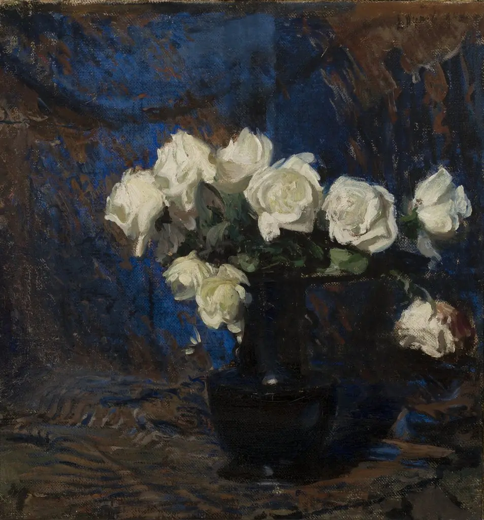 White Roses, by Leon Wyczółkowski, oil, 1908
