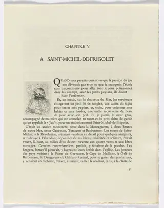Frédéric Mistral: Mémoires et Recits by Frédéric Mistral: bust of a man (page 51), by Auguste Brouet, 1937