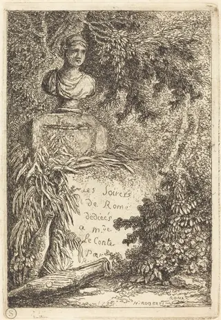 The Portrait Bust, by Hubert Robert, ink, 1764