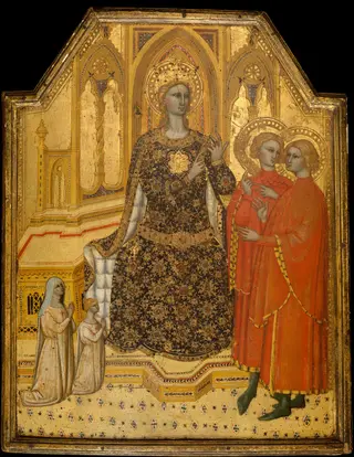 Saint Catherine Disputing and Two Donors, by Cenni di Francesco, tempera, 1390