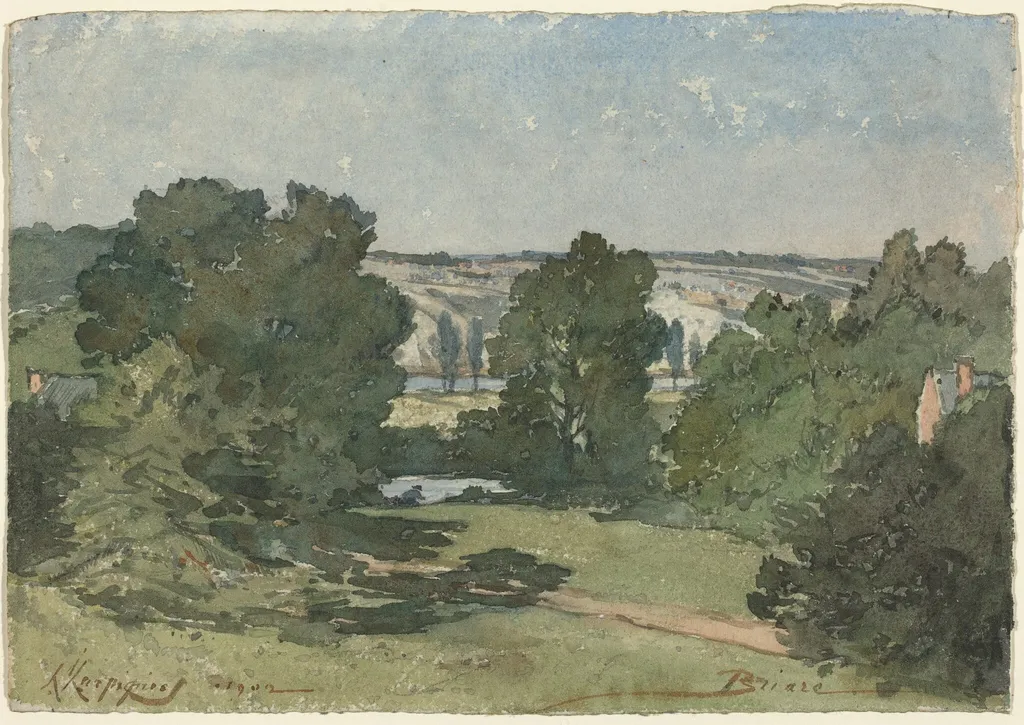 Briare, by Henri-Joseph Harpignies, graphite, 1902