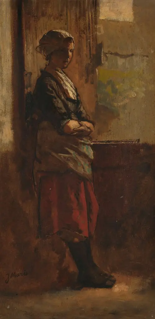 Meisje bij een deuropening., by Jacob Maris, oil, 1892