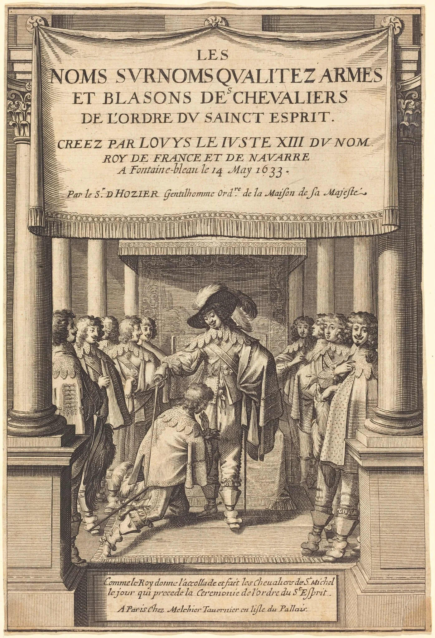 The King Giving the Accolade and Creating Knights of S. Michel Who Receive the Order of the Holy Spirit, detail