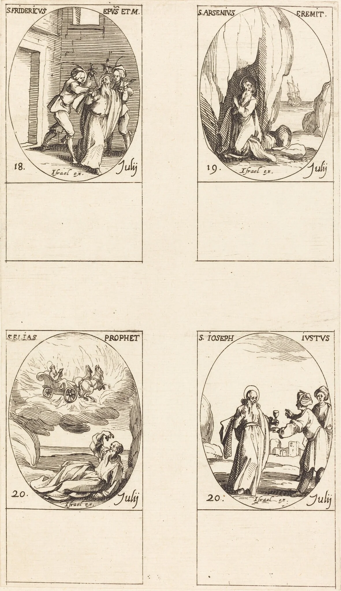 St. Frederick; St. Arsenius, Hermit; St. Elias, Prophet; St. Joseph the Just, detail