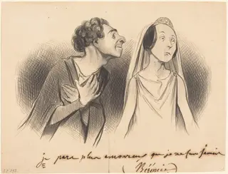 Je pars plus amoureux que... jamais..., by Honoré Daumier, ink, 1841