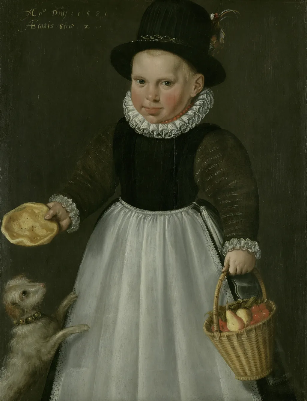 Portrait of a boy aged two, by Jacob Willemsz Delff, oil, 1591