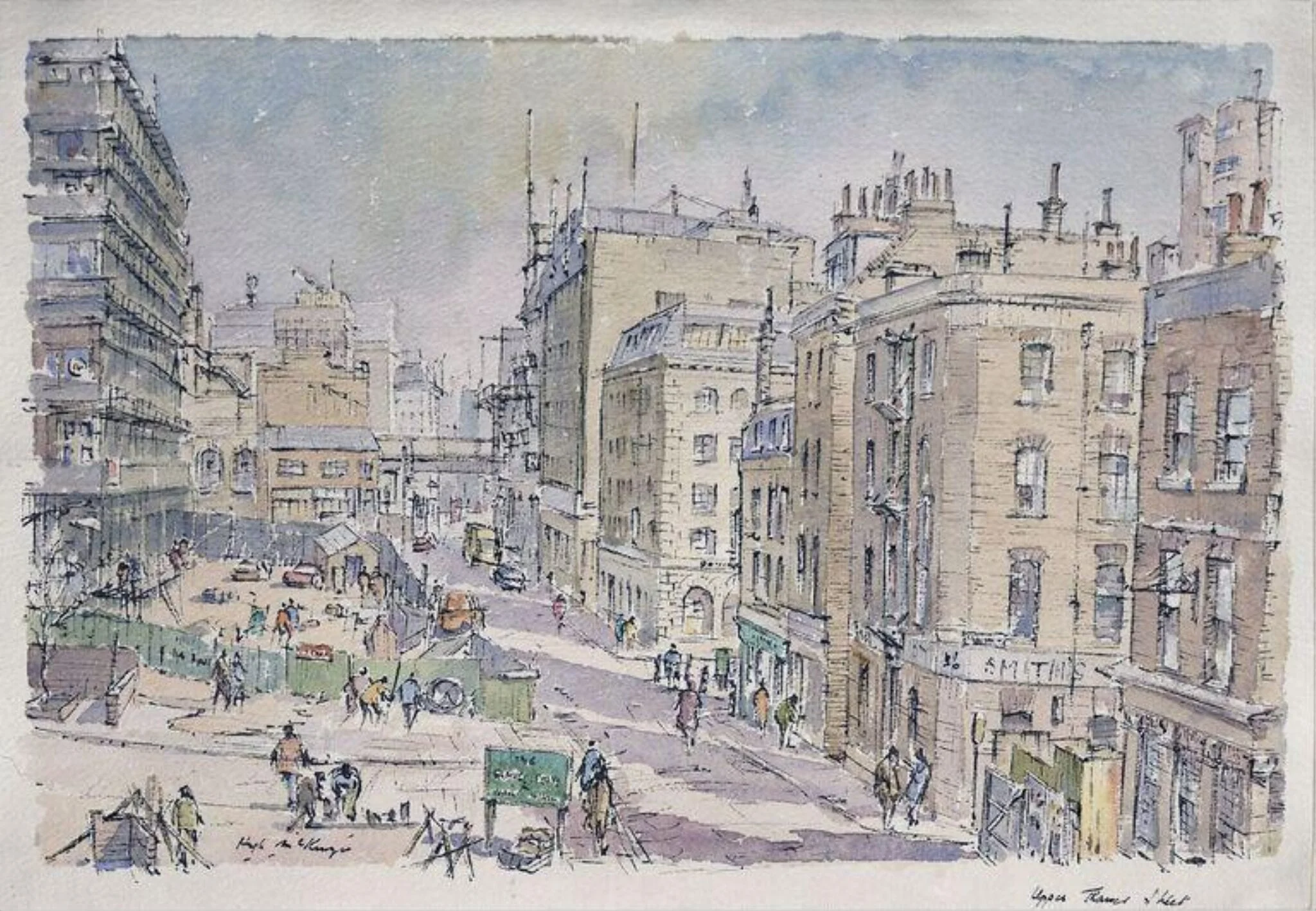 Upper Thames Street: building work in progress, detail