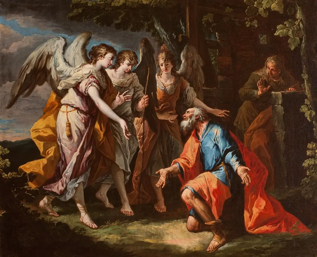 Abraham and the Angels, by Gaspare Diziani, oil, 1737