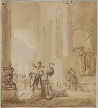 The Parable of the Publican and the Pharisee, by Rembrandt van Rijn, ink, 1652