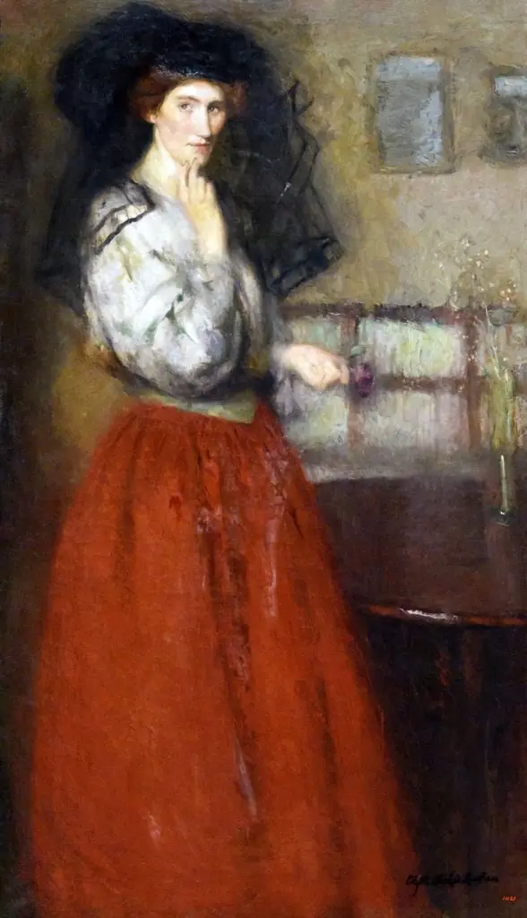 The Black Veil, by Edyth Starkie, oil, 1911