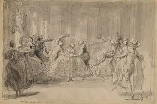 Ballet from "The Rival Fairies", by Gabriel de Saint-Aubin, ink, 1748