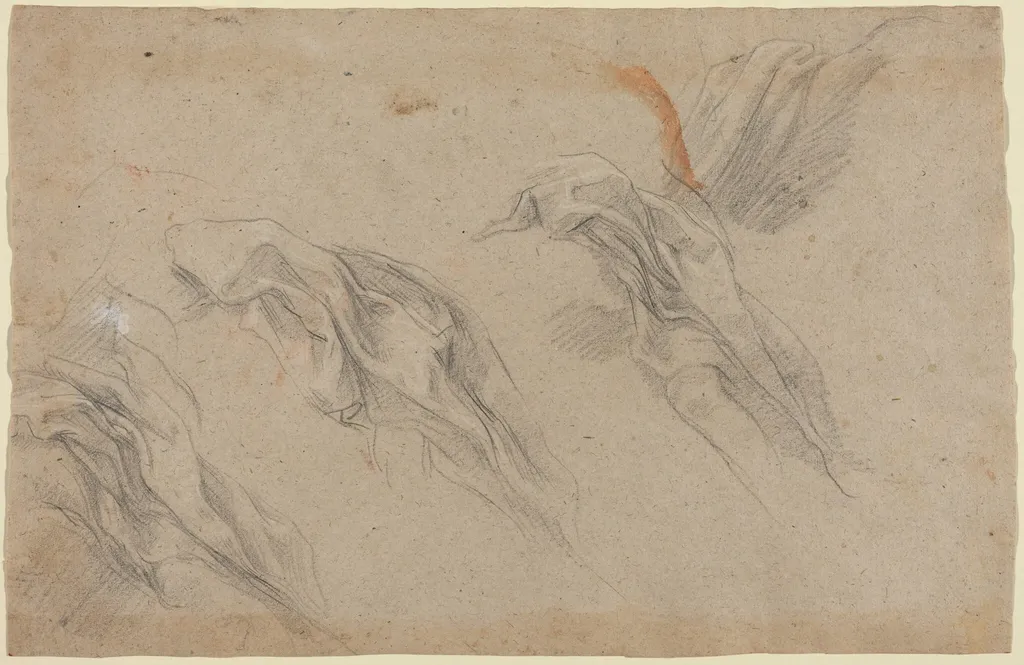 Drapery Studies [recto], by Baldassare Franceschini, chalk, 1654