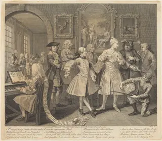A Rake's Progress: pl.2, by William Hogarth, ink, 1735