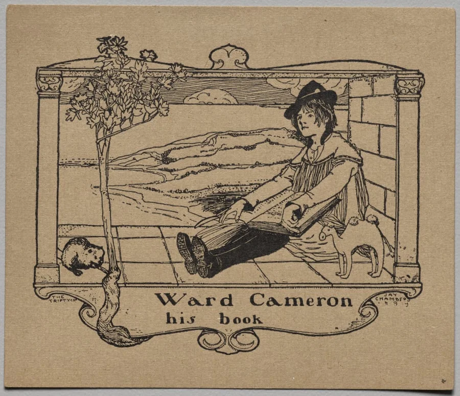Bookplate: Ward Cameron, detail
