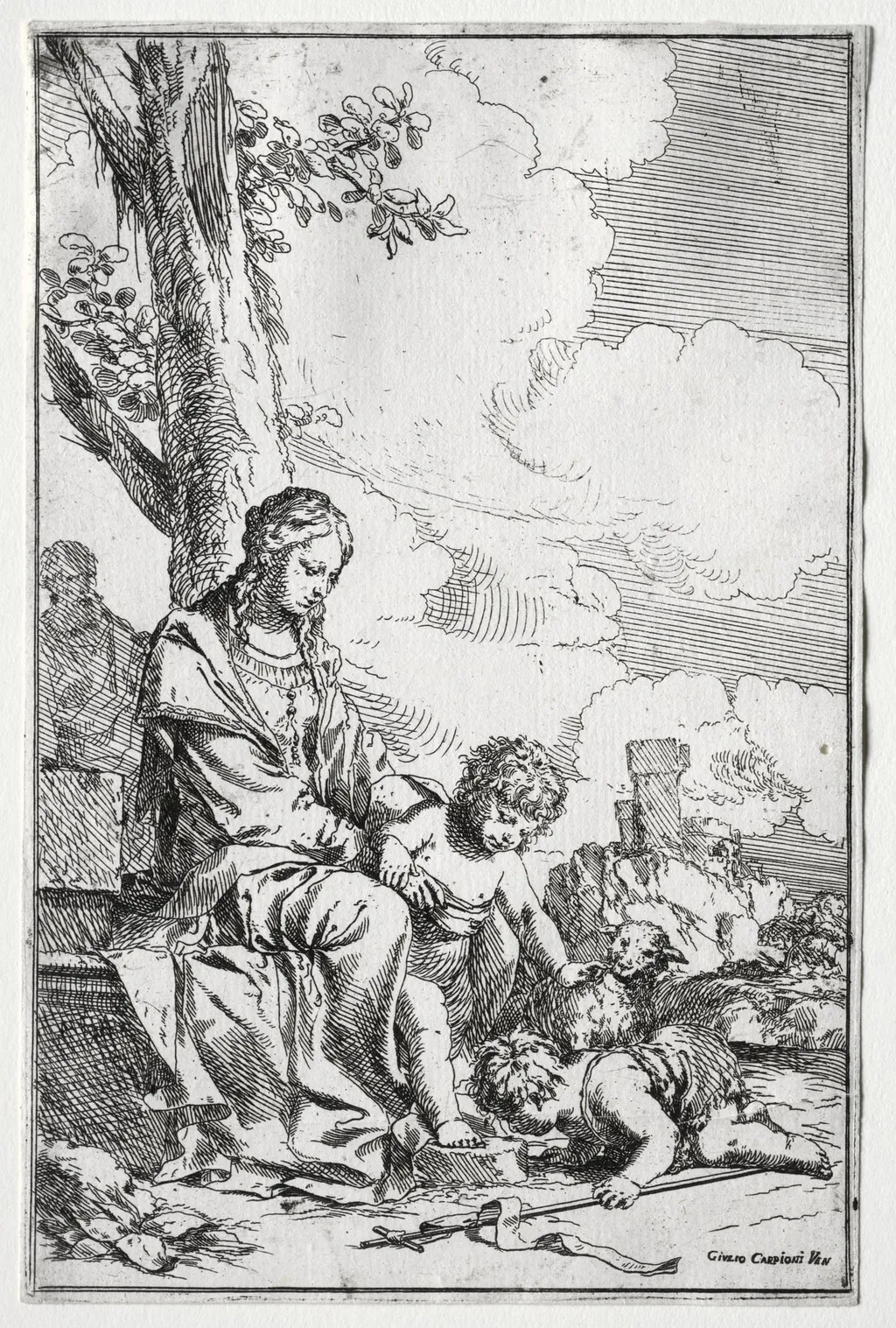 Holy Family with the Infant St. John, by Giulio I Carpioni, 1650