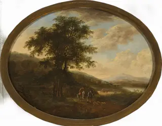 Italian landscape, by Ottomar Hackius, oil, 1661
