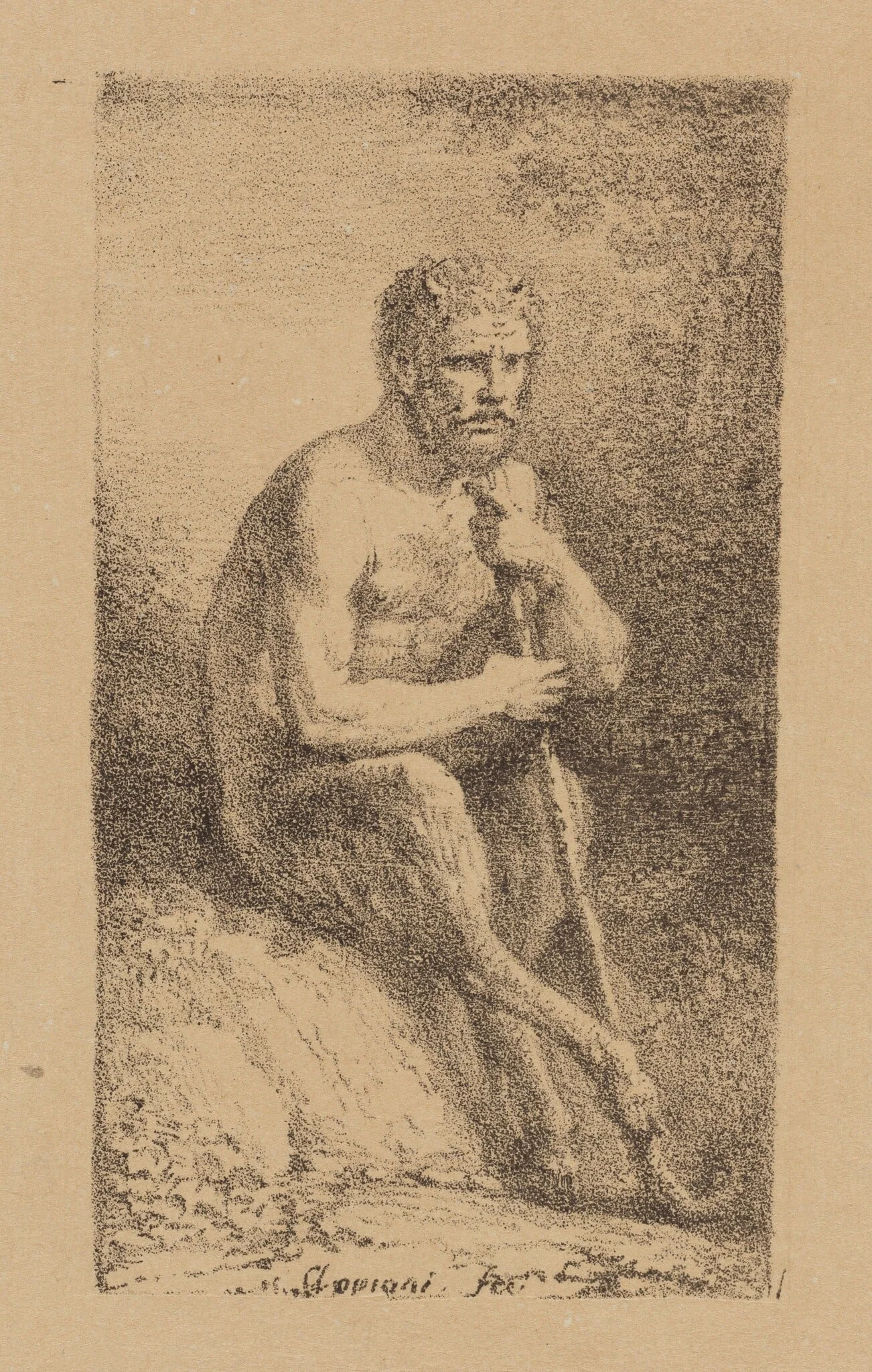 A Satyr Seated in a Landscape, detail