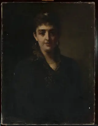 Portrait of a woman, by Stanisław Heyman, oil, 1898