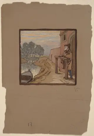 Old Man by a River, by Elihu Vedder, gouache, 1863